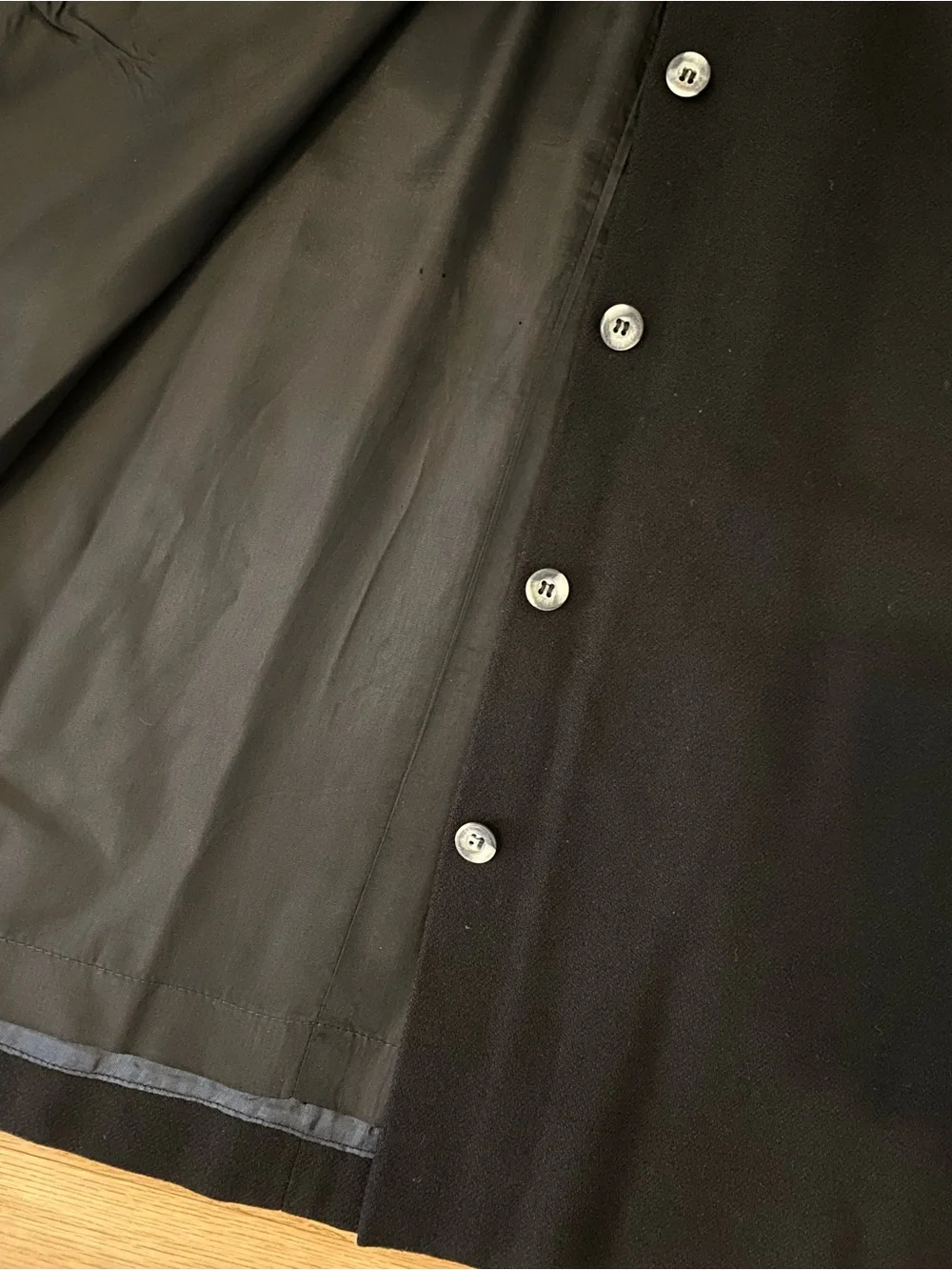 Vintage Evan-Picone Black Wool Blend Button Front Midi Skirt ILGWU